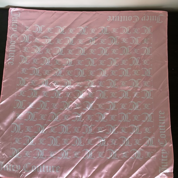 Juicy Couture pink and white satin square scarf - Picture 3 of 4
